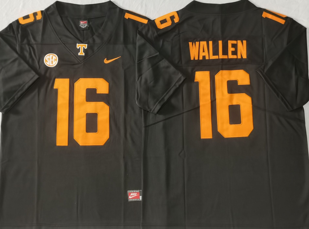 Men's Tennessee Volunteers Morgan Wallen #16 Black Jersey
